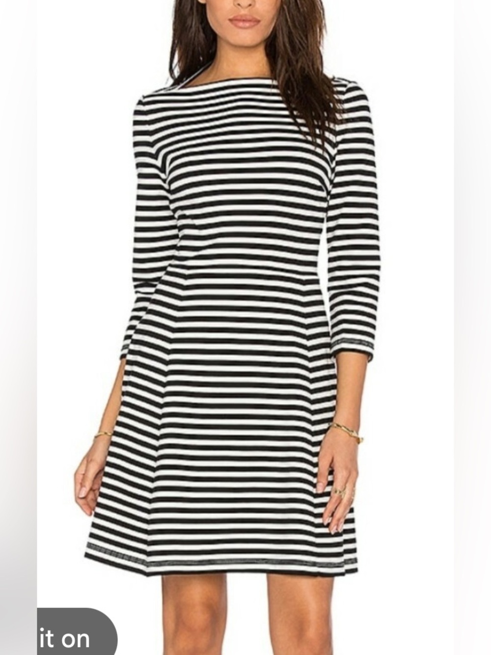 Kate Spade Broome Street Boatneck Striped Fit & Flare dress Sz M